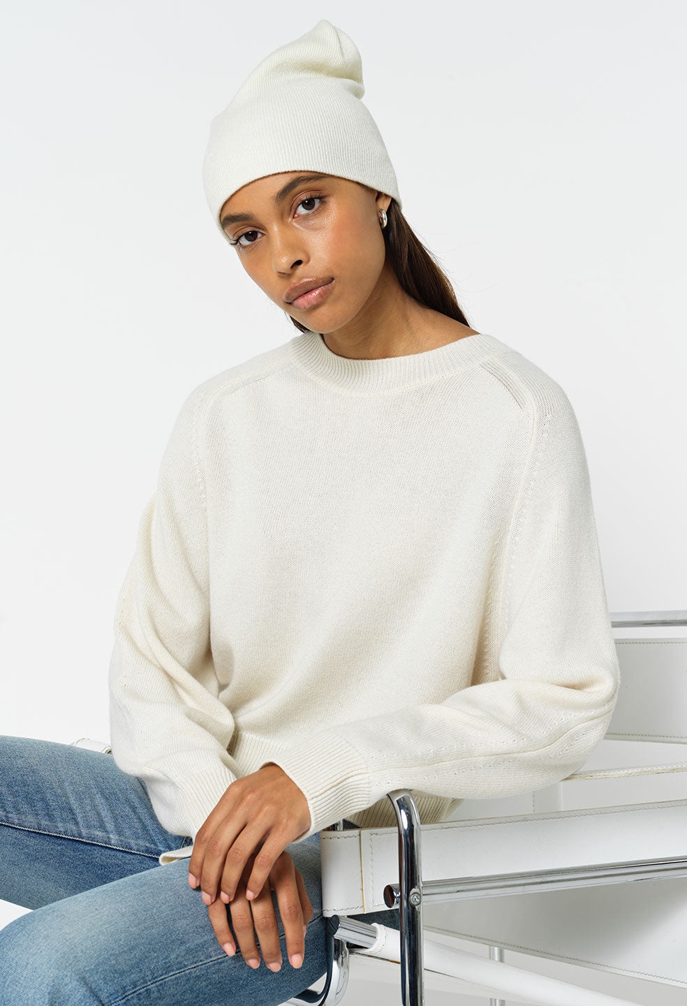 TWO TONE CASHMERE CREW - 4