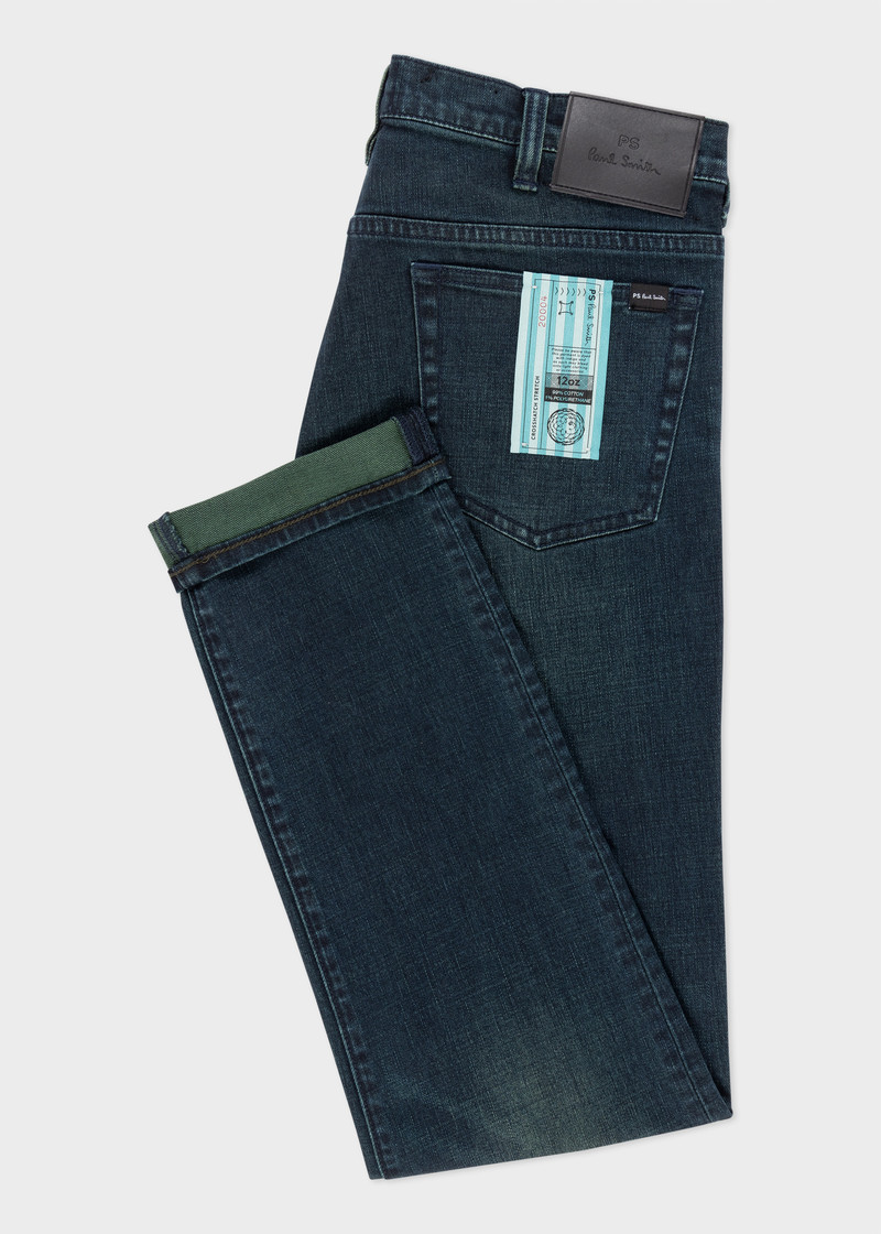 Slim-Standard Navy-Wash 'Crosshatch Stretch' Jeans 3