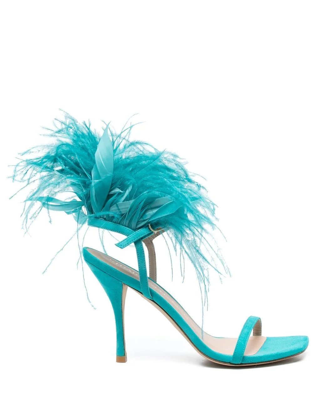 feather-detail open-toe 115mm sandals - 1