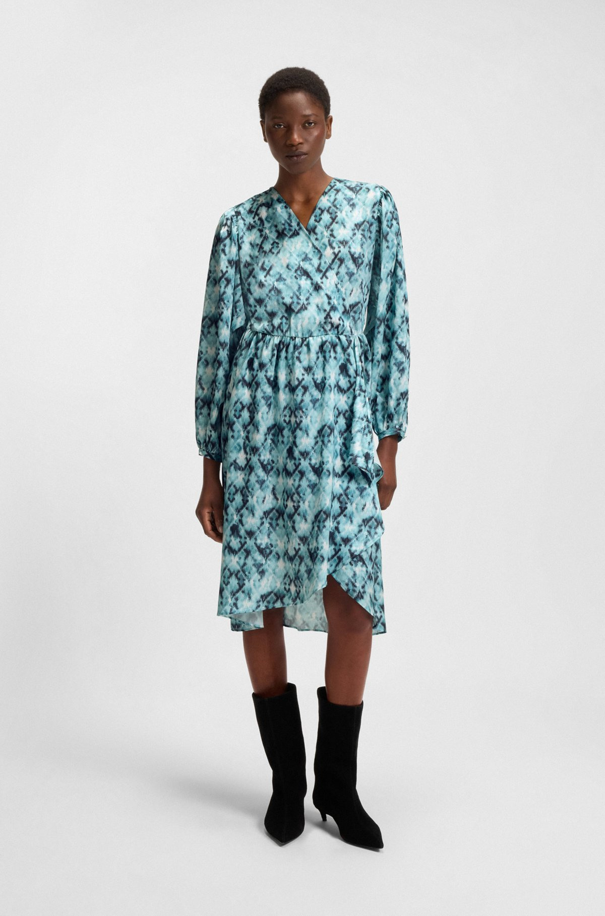 PRINTED DRESS IN HAMMERED SATIN - 3