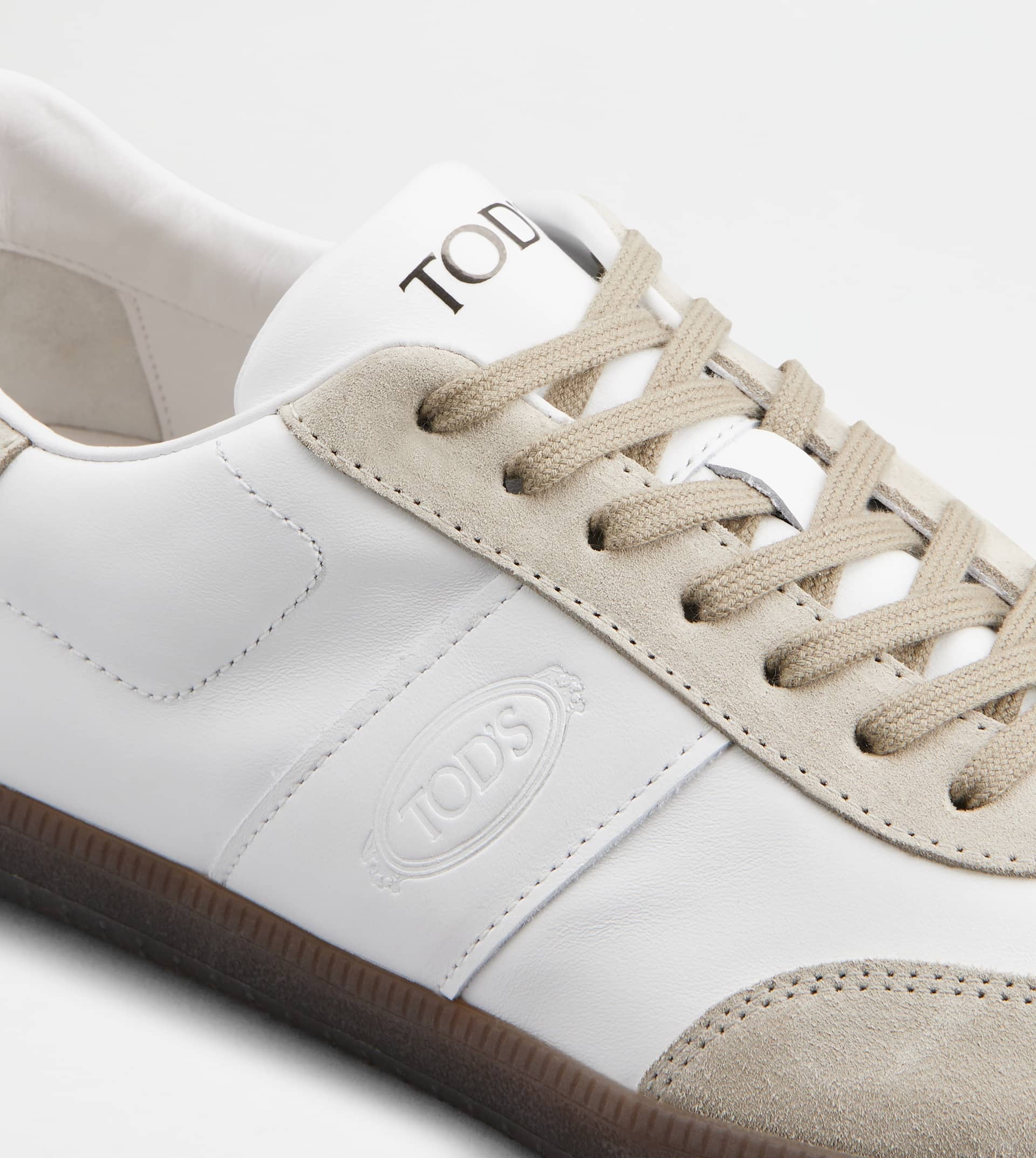 TOD'S TABS SNEAKERS IN SMOOTH LEATHER AND SUEDE - BEIGE, WHITE - 5