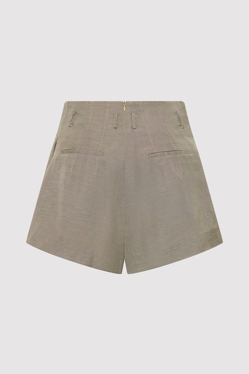 Melange Paperbag Waist Shorts - Rye - 8