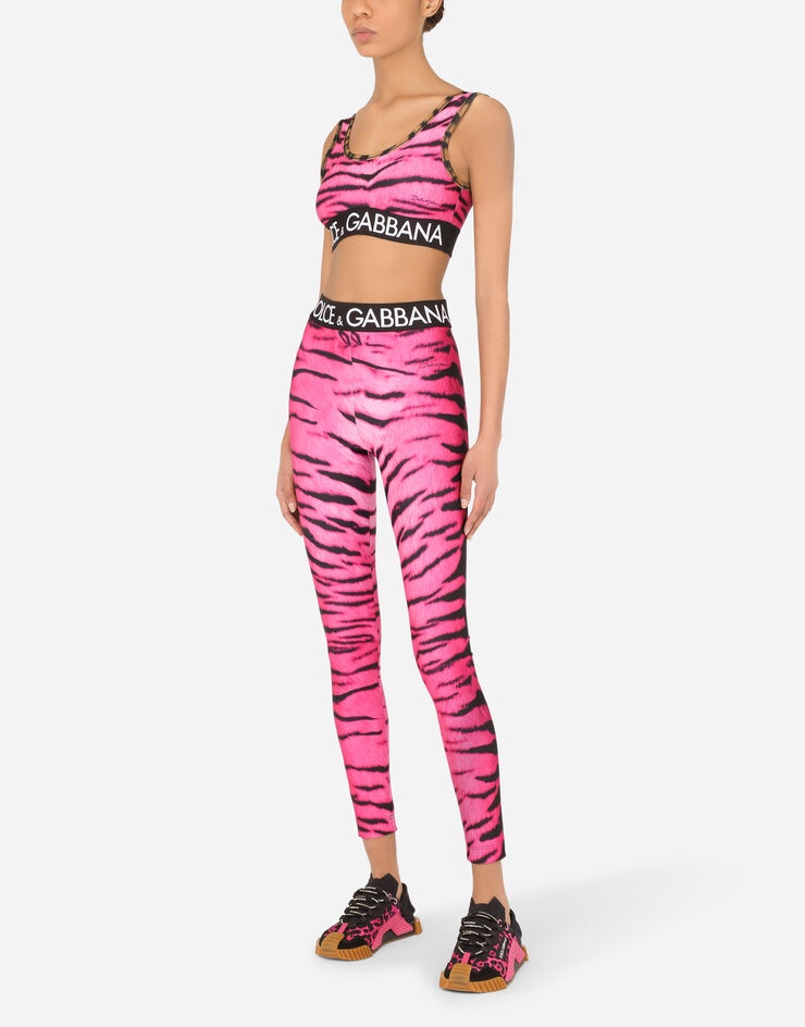 Run-resistant fabric top with tiger print and branded elastic - 6