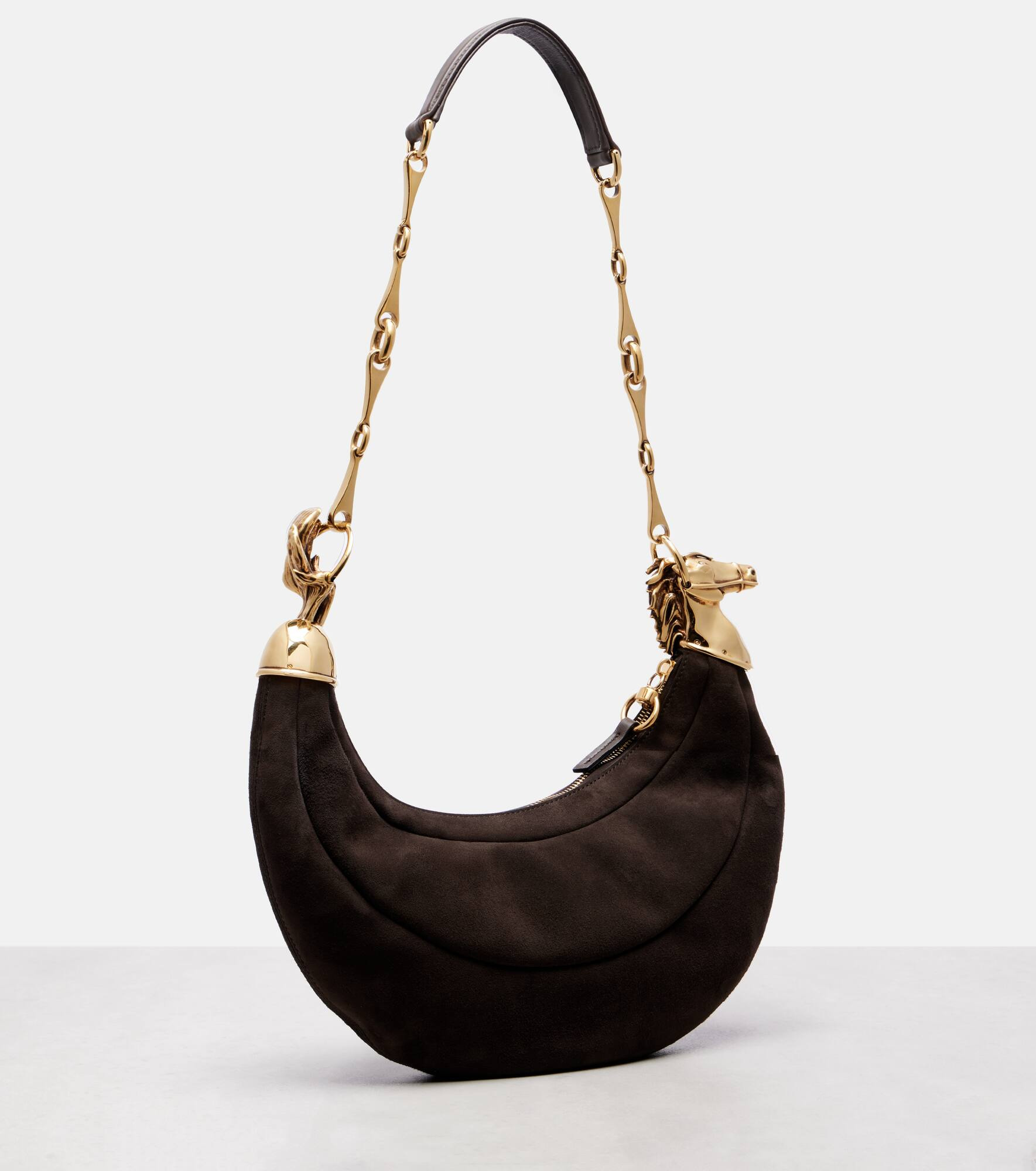 Chain Horse Small suede shoulder bag - 4