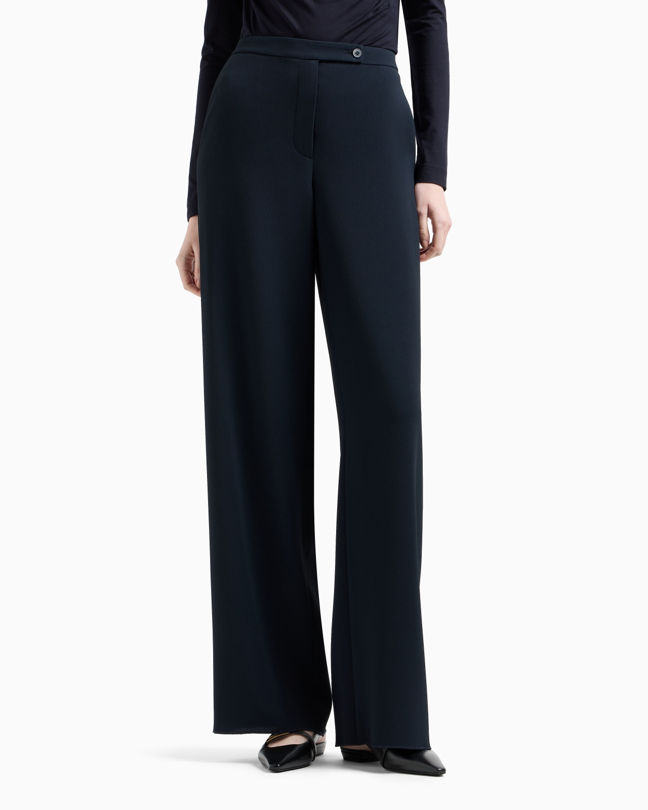 PALAZZO TROUSERS IN FLUID ARMURE FABRIC - 4