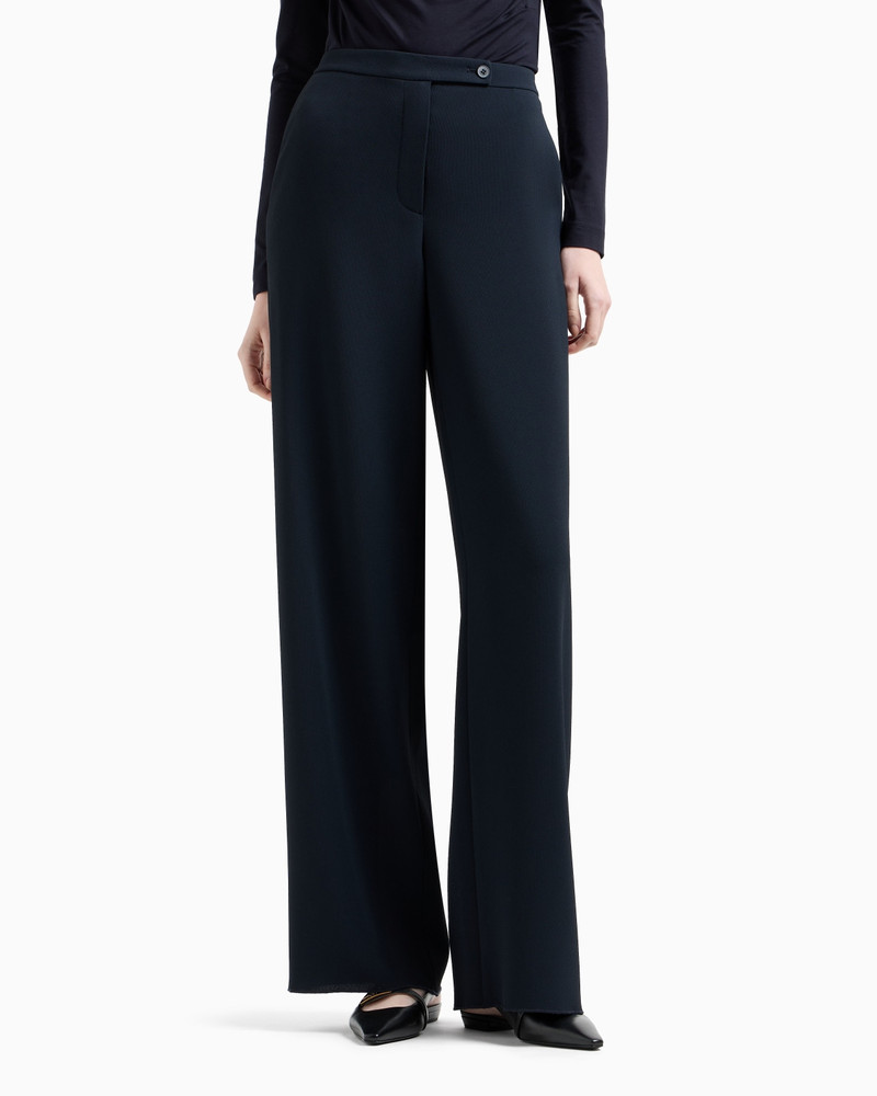 EMPORIO ARMANI PALAZZO TROUSERS IN FLUID ARMURE FABRIC outlook