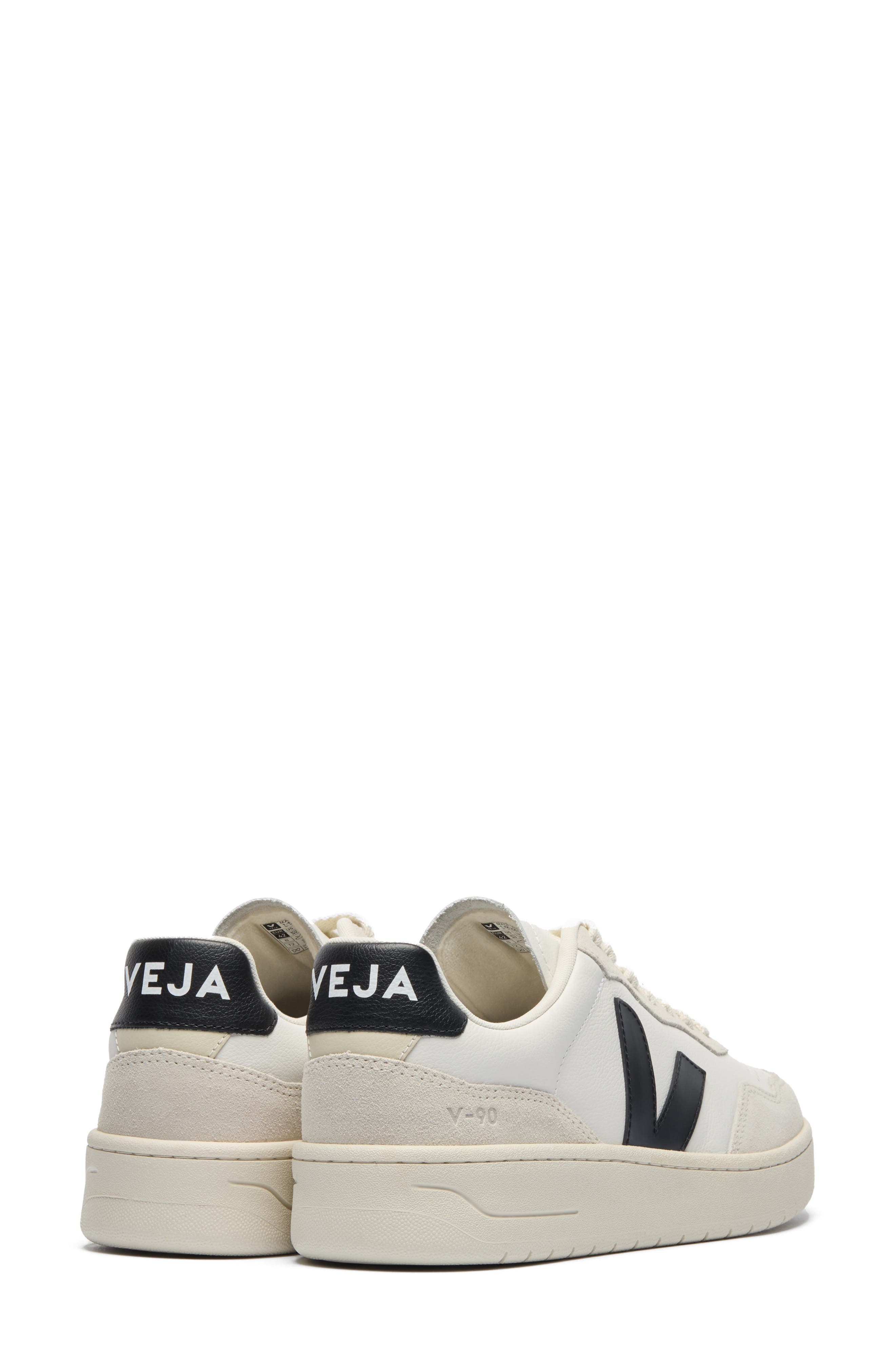 Veja V-90 Leather Sneaker in White Black at Nordstrom - 2