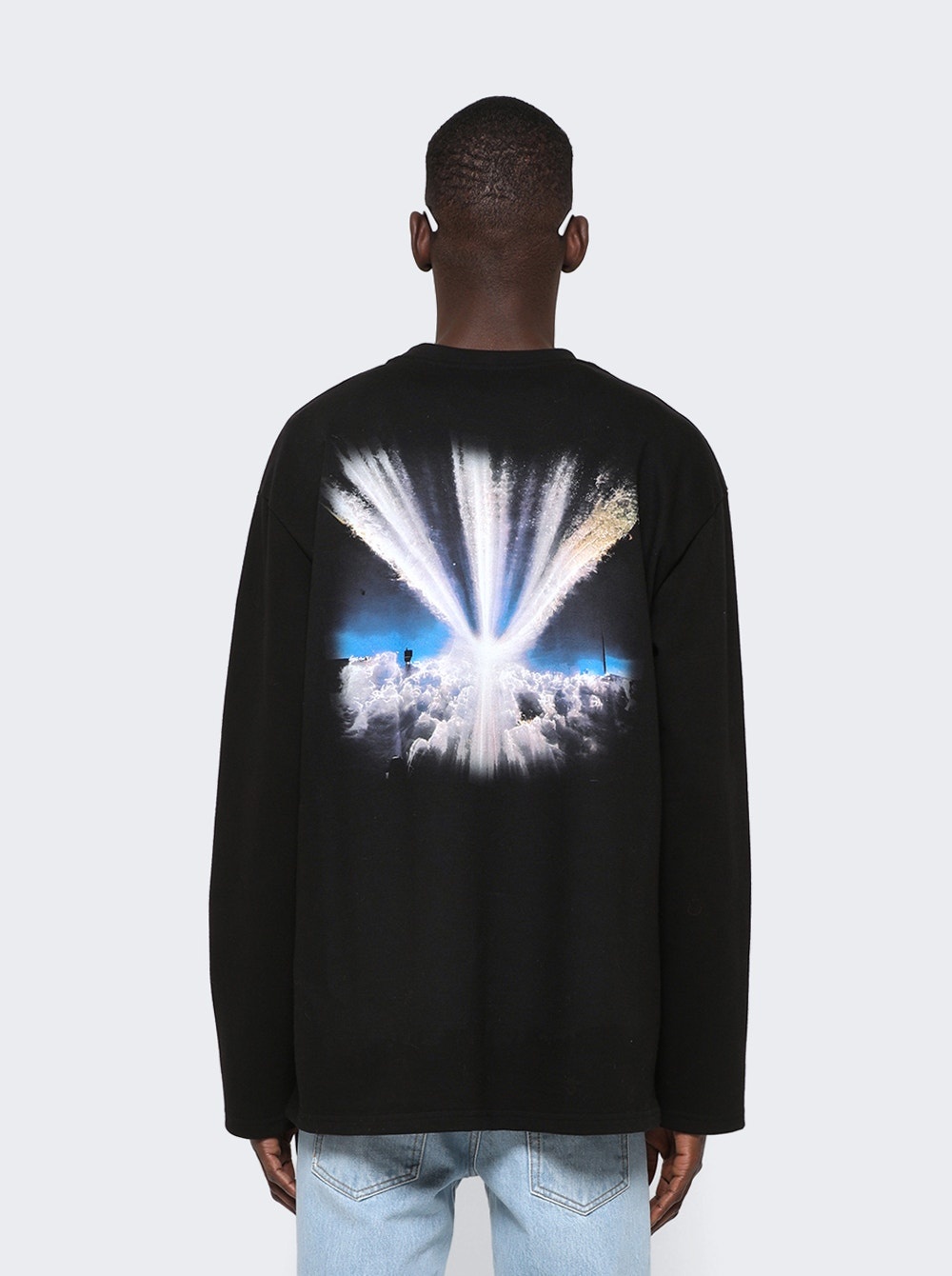 Oversized Space Graphic Long Sleeve Shirt Glassface Print - 5