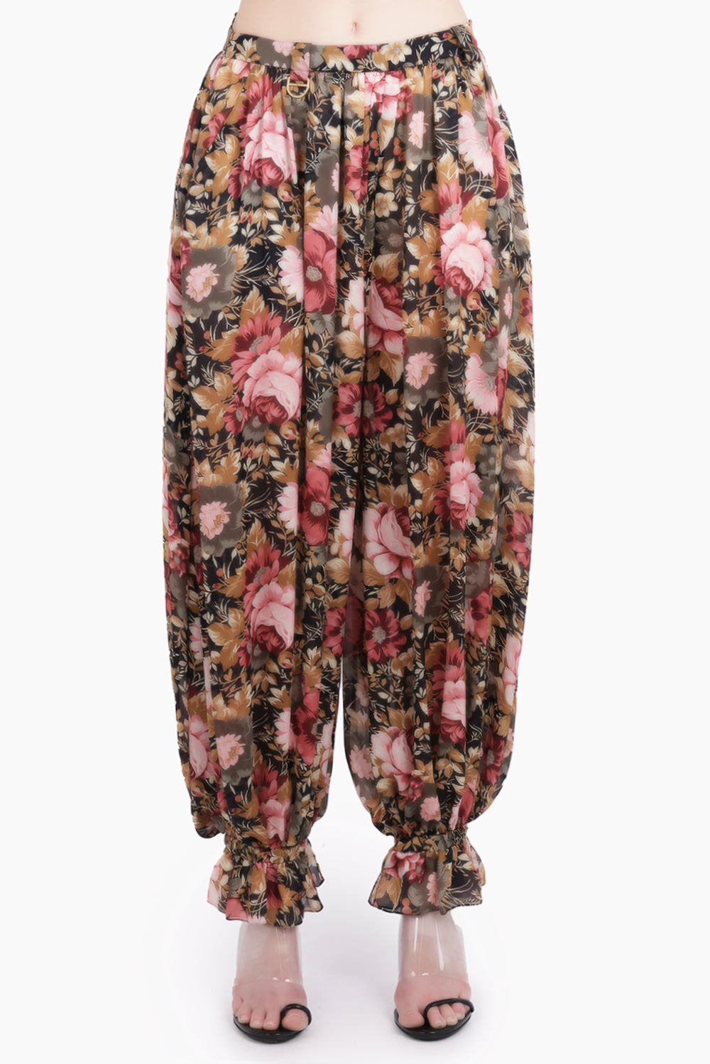 FLORAL PRINT CUFFED HEM PANT | BLACK/MULTI - 3