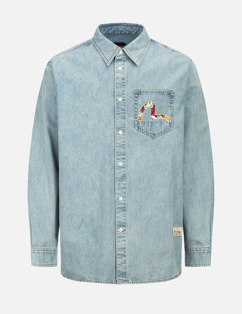 Daruma Buddies Print Denim Shirt 8