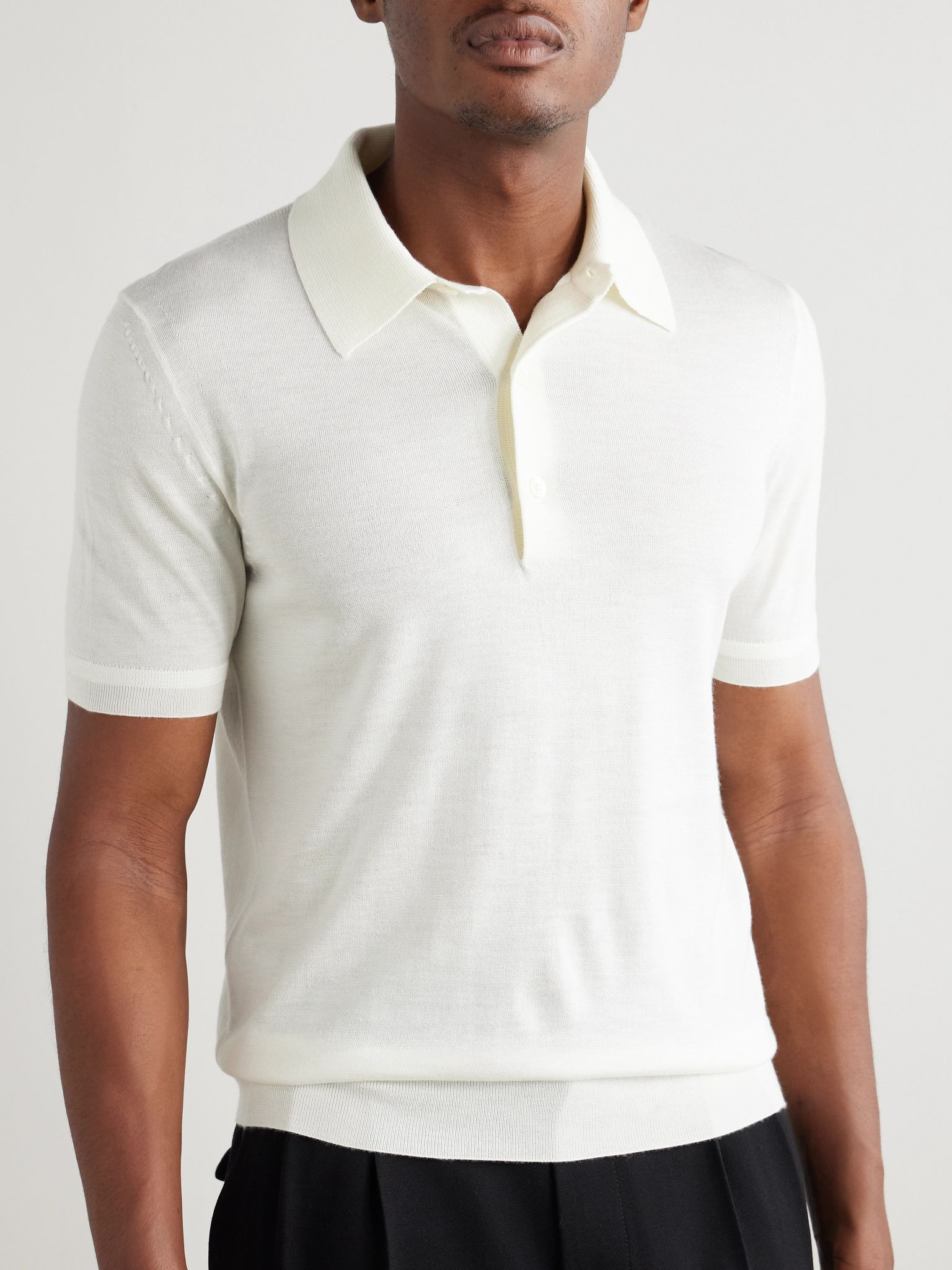 Cashmere and Silk-Blend Polo Shirt White - 3