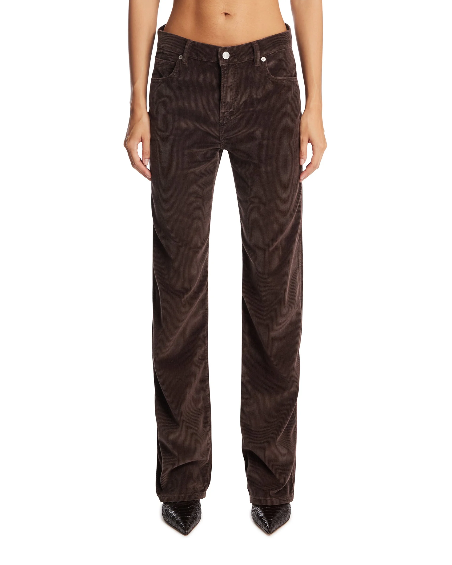 Brown Ribbed Weekender Jeans - 1