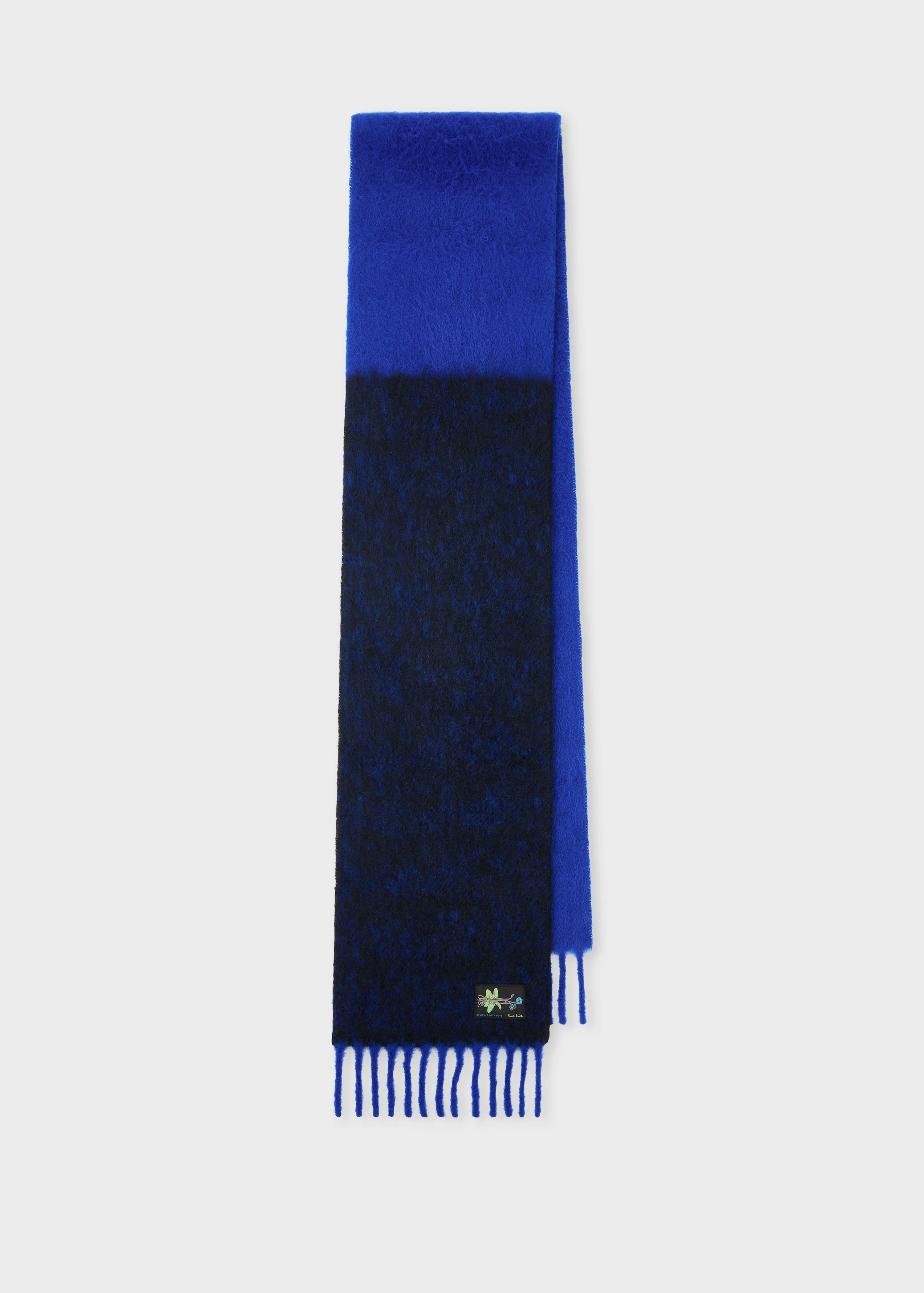 Navy Colour-Block Wool-Blend Scarf - 1