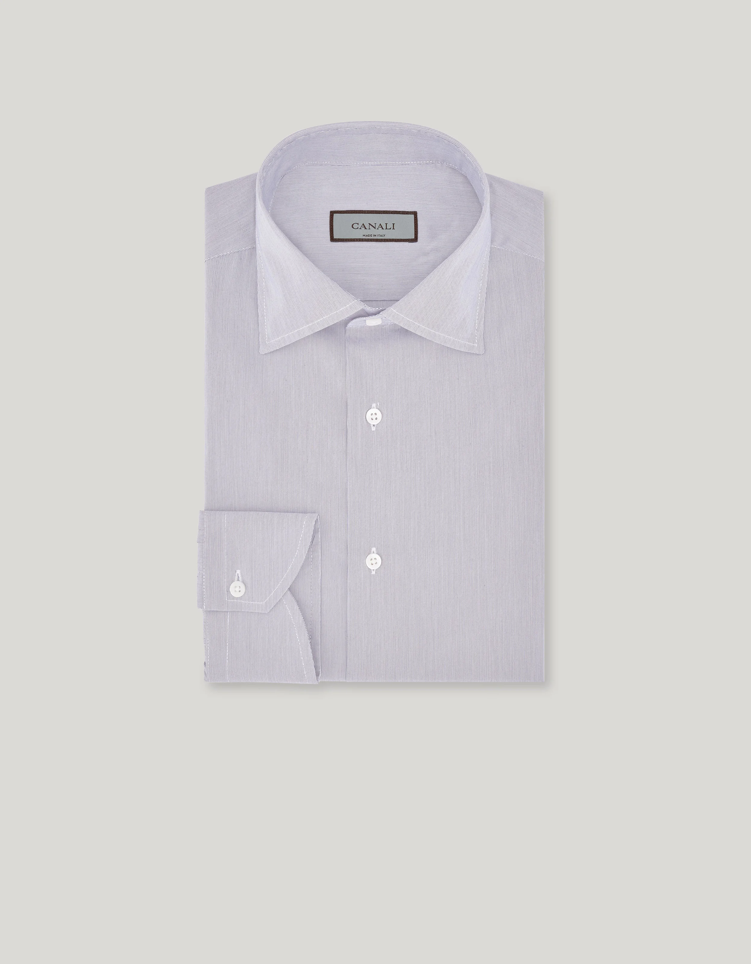 GRAY REGULAR FIT STRETCH COTTON SHIRT - 1