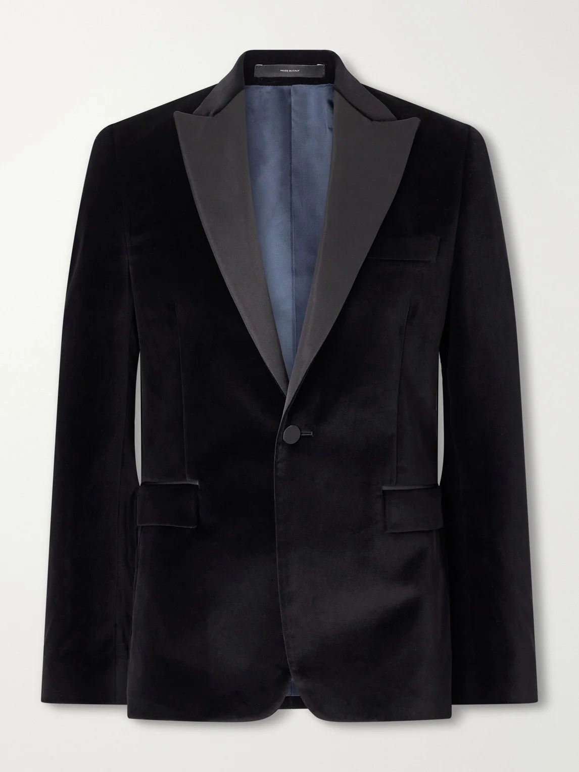 Satin-Trimmed Cotton-Velvet Tuxedo Jacket - 1