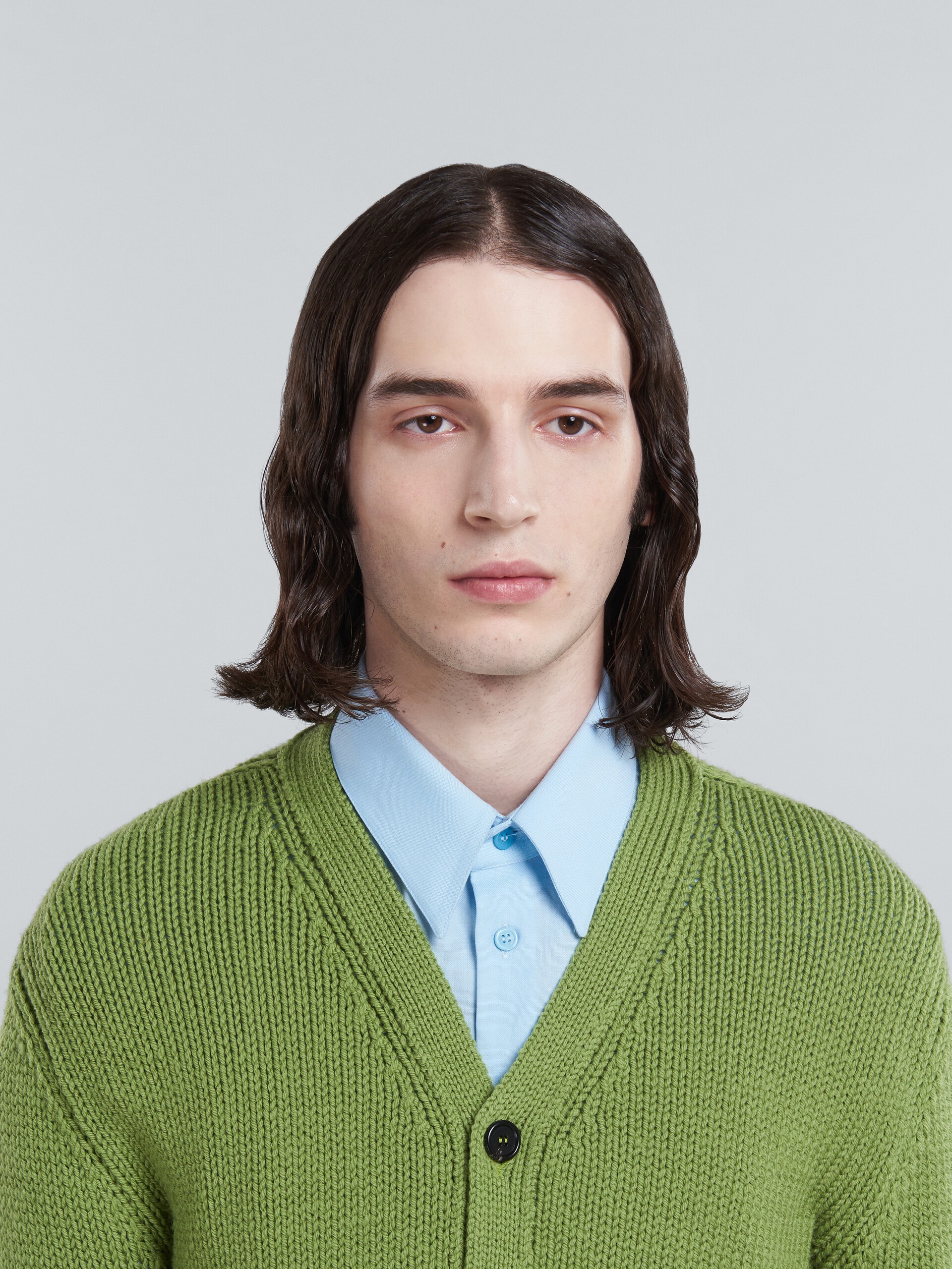 GREEN WOOL CARDIGAN - 4