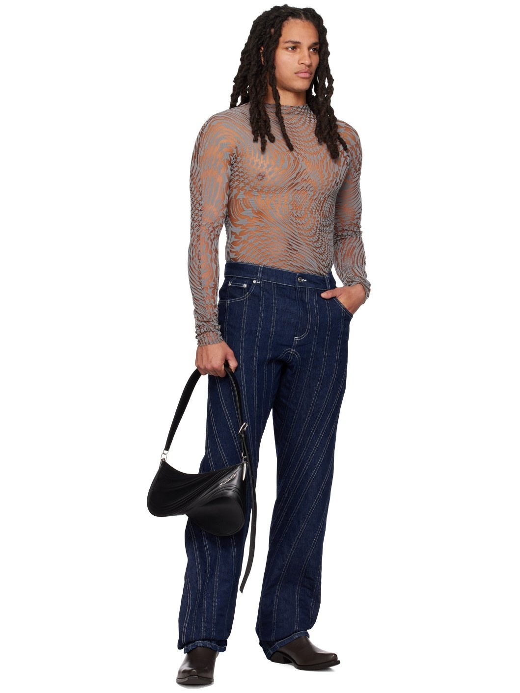 Tan & Gray Star Turtleneck - 5