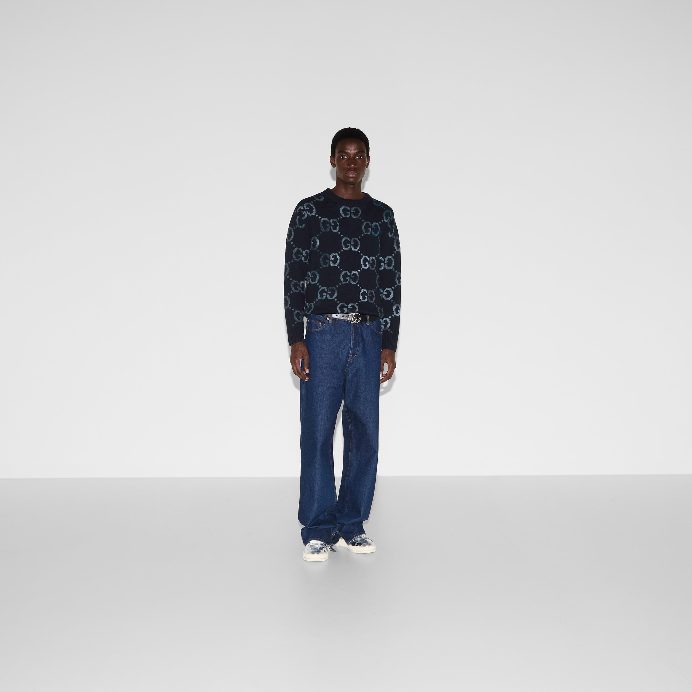 Wool sweater with GG intarsia - 2