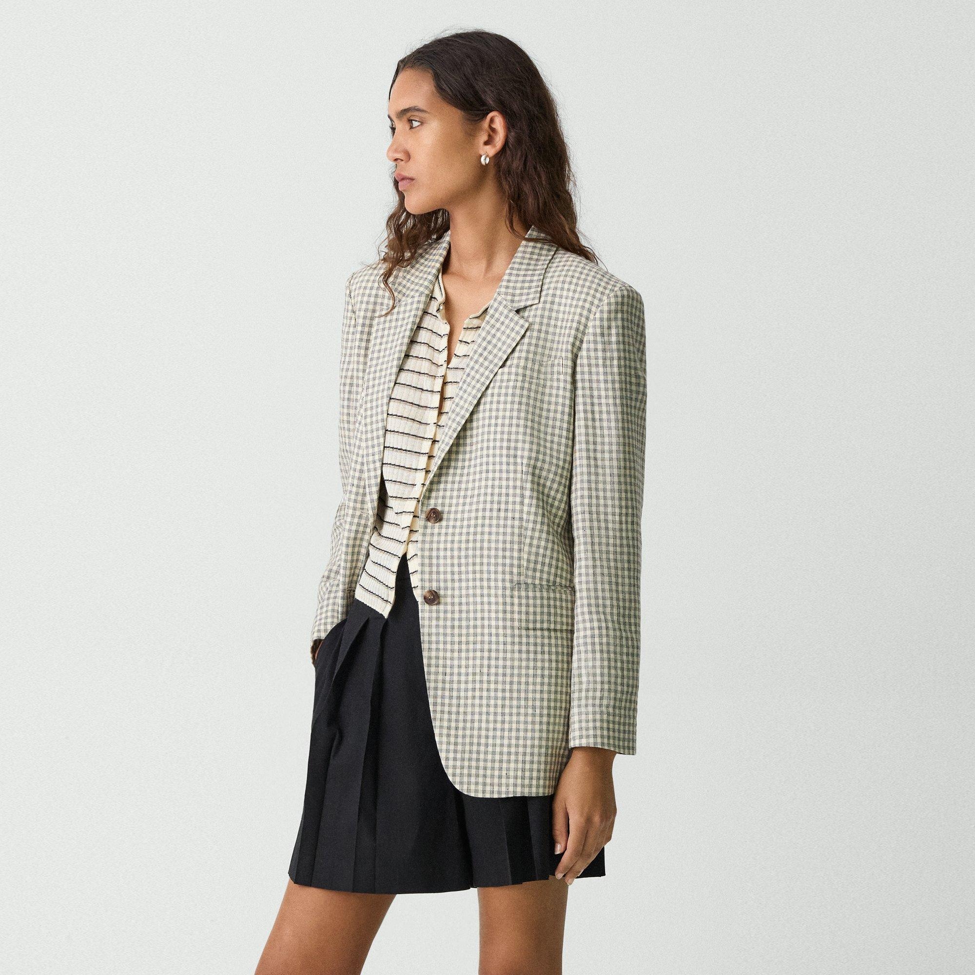 Relaxed Blazer in Checked Linen-Blend - 3
