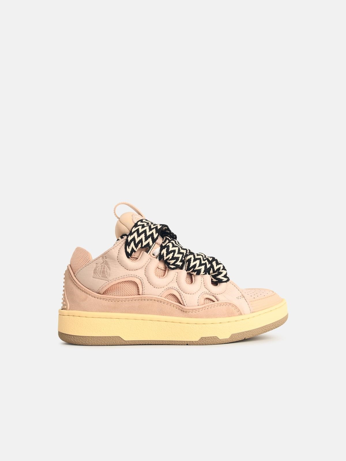 'CURB' PINK LEATHER BLEND SNEAKERS - 1