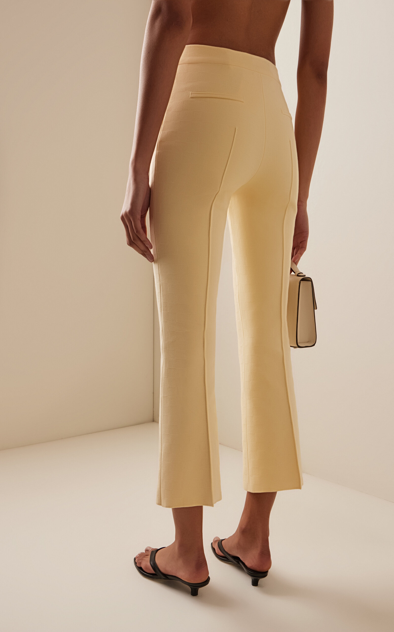 Kick Stretch-Cotton Knit Cropped Pants yellow - 4