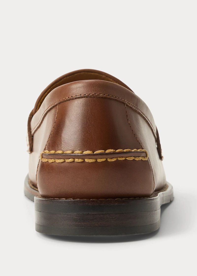 Alston Raffia-Trim Leather Penny Loafer 3