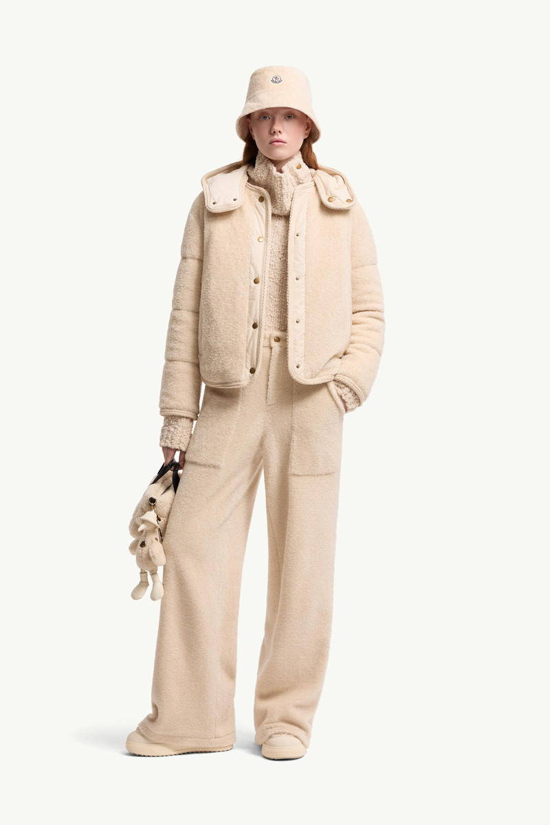 Moncler Ciboulette Braided Trim Teddy Hooded Short Down Jacket outlook