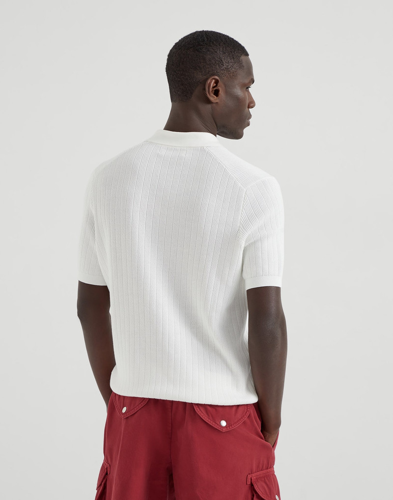 Brunello Cucinelli Cotton wide rib knit polo shirt outlook