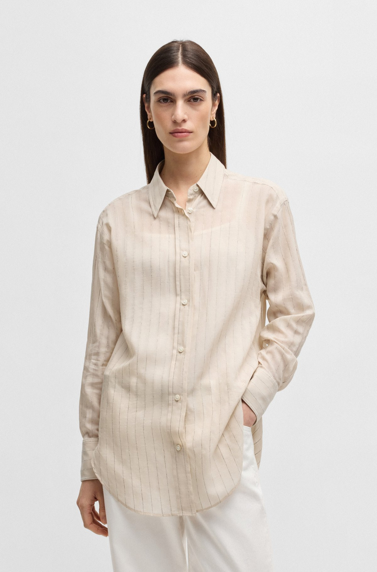 REGULAR-FIT BLOUSE IN STRIPED COTTON - 2