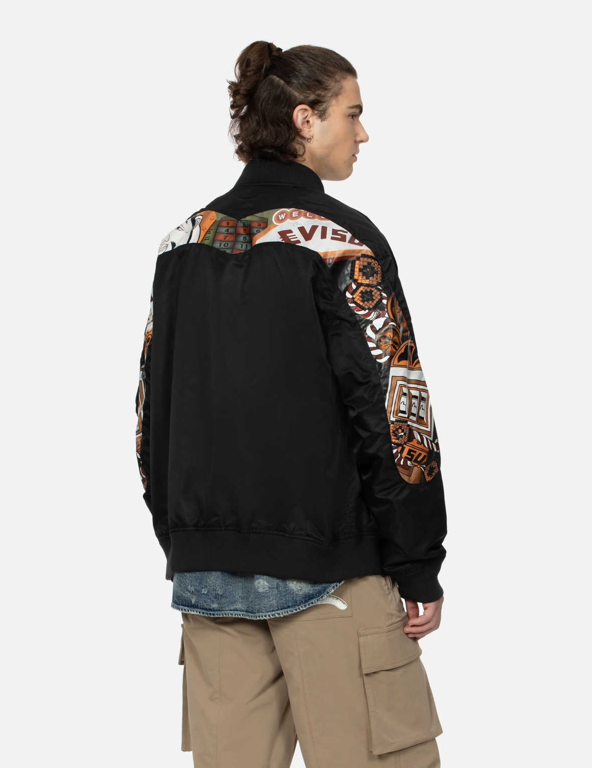 "VIRTUAL VACATION" DAICOCK PRINT LOOSE FIT BOMBER JACKET - 7
