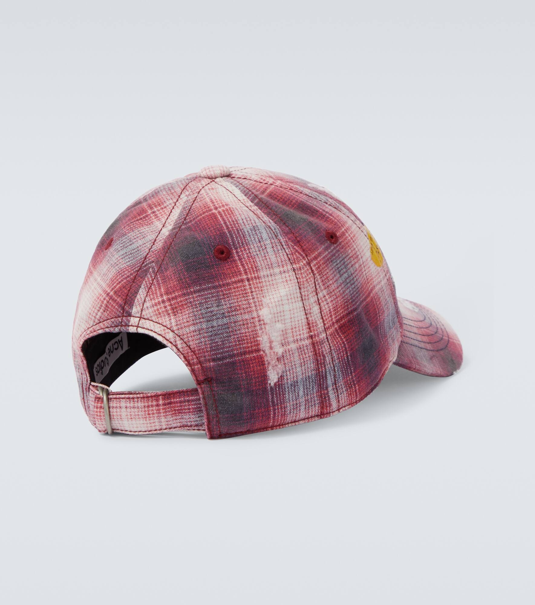 Distressed checked canvas baseball cap - 4