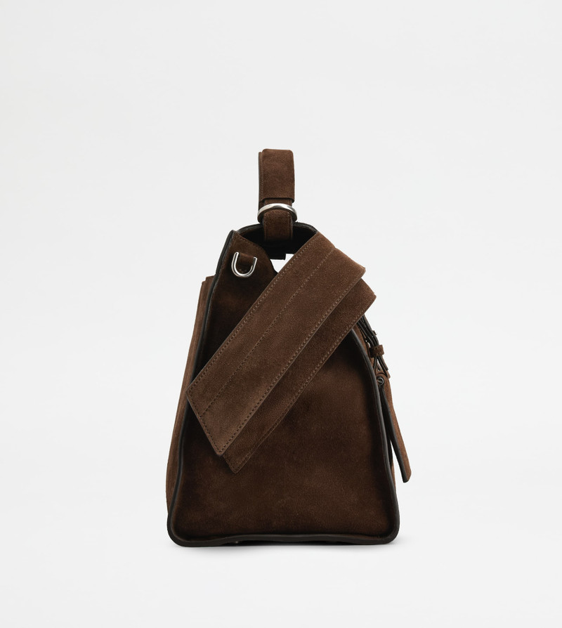 TOD'S WAVE BAG IN SUEDE LARGE - BROWN 2