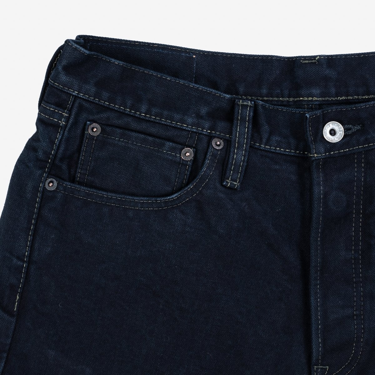 IH-634SBR-14od 14oz Broken Twill Selvedge Denim Straight Cut Jeans - Indigo Overdyed Black - 9