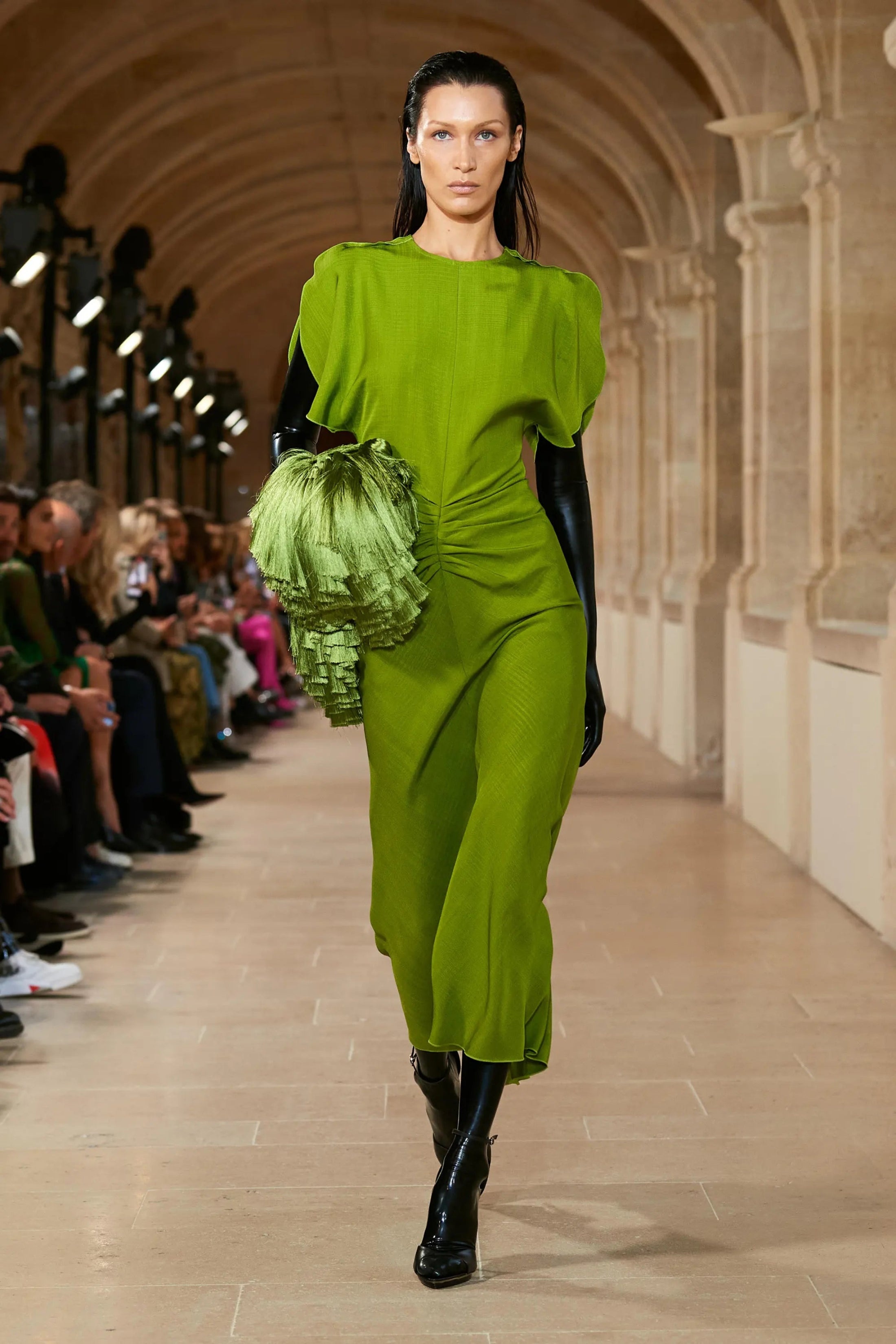 スカート VICTORIA BECKHAM 'Gathered Waist Midi' dress Green Victoria Beckham Gathered Waist Midi Dresses Green | Wanan