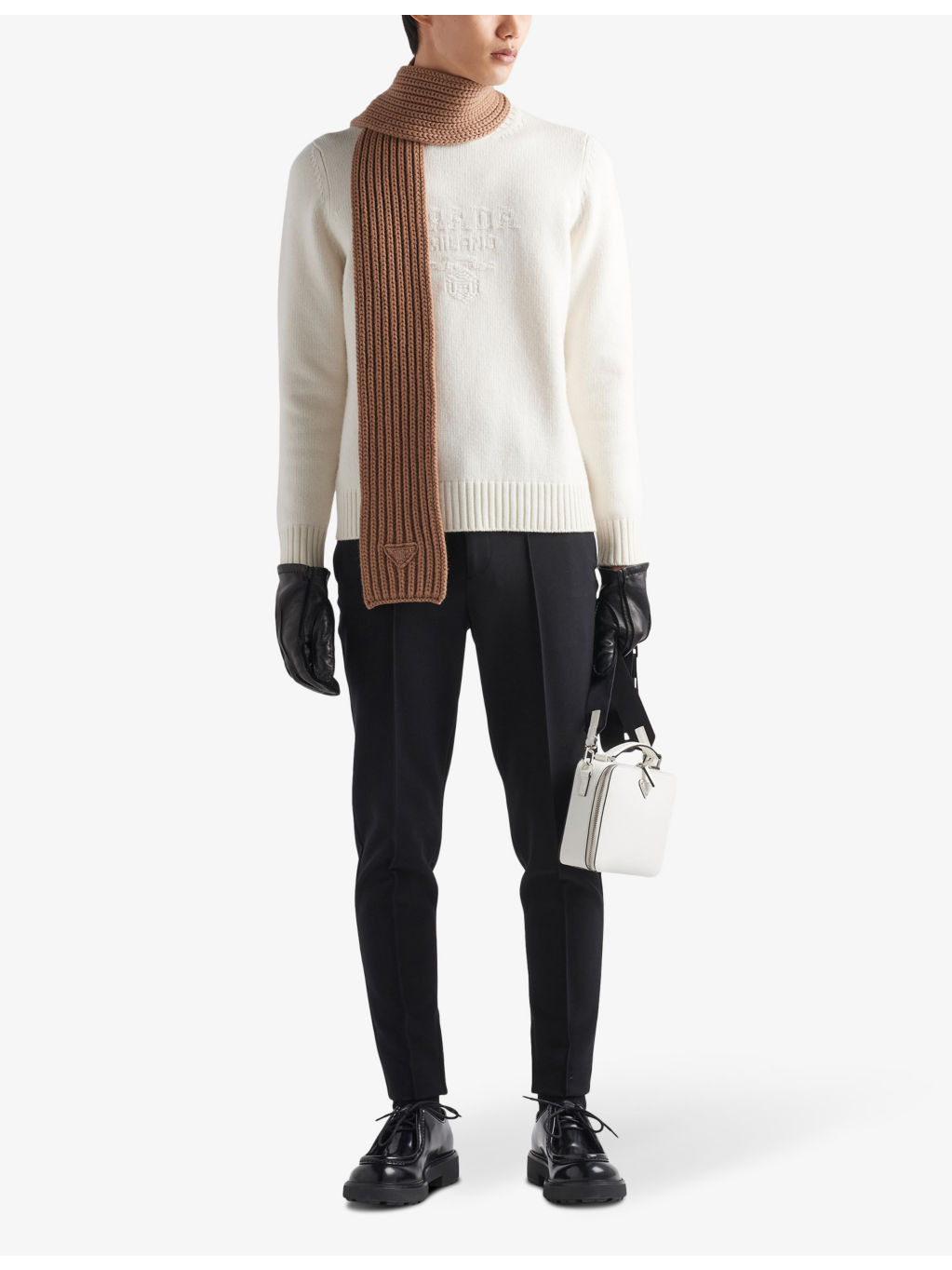 Brand-embroidered crewneck wool and cashmere-blend jumper - 2