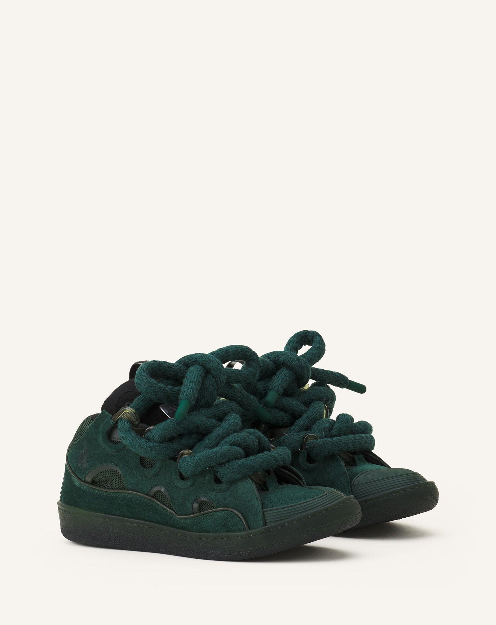 CURB SNEAKERS IN LEATHER WITH SNAKE LACES - 2