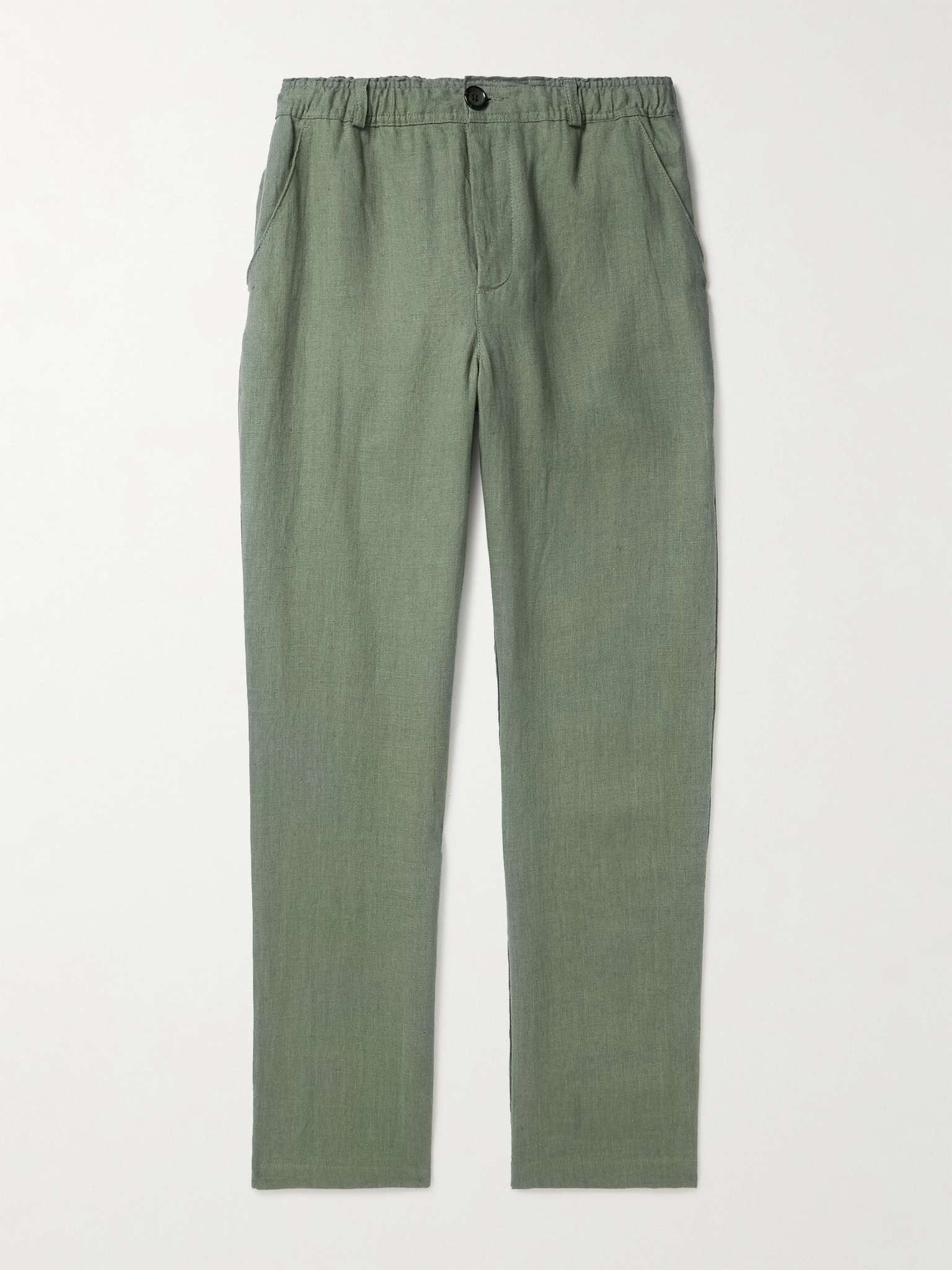 Tapered Linen Drawstring Trousers - 1