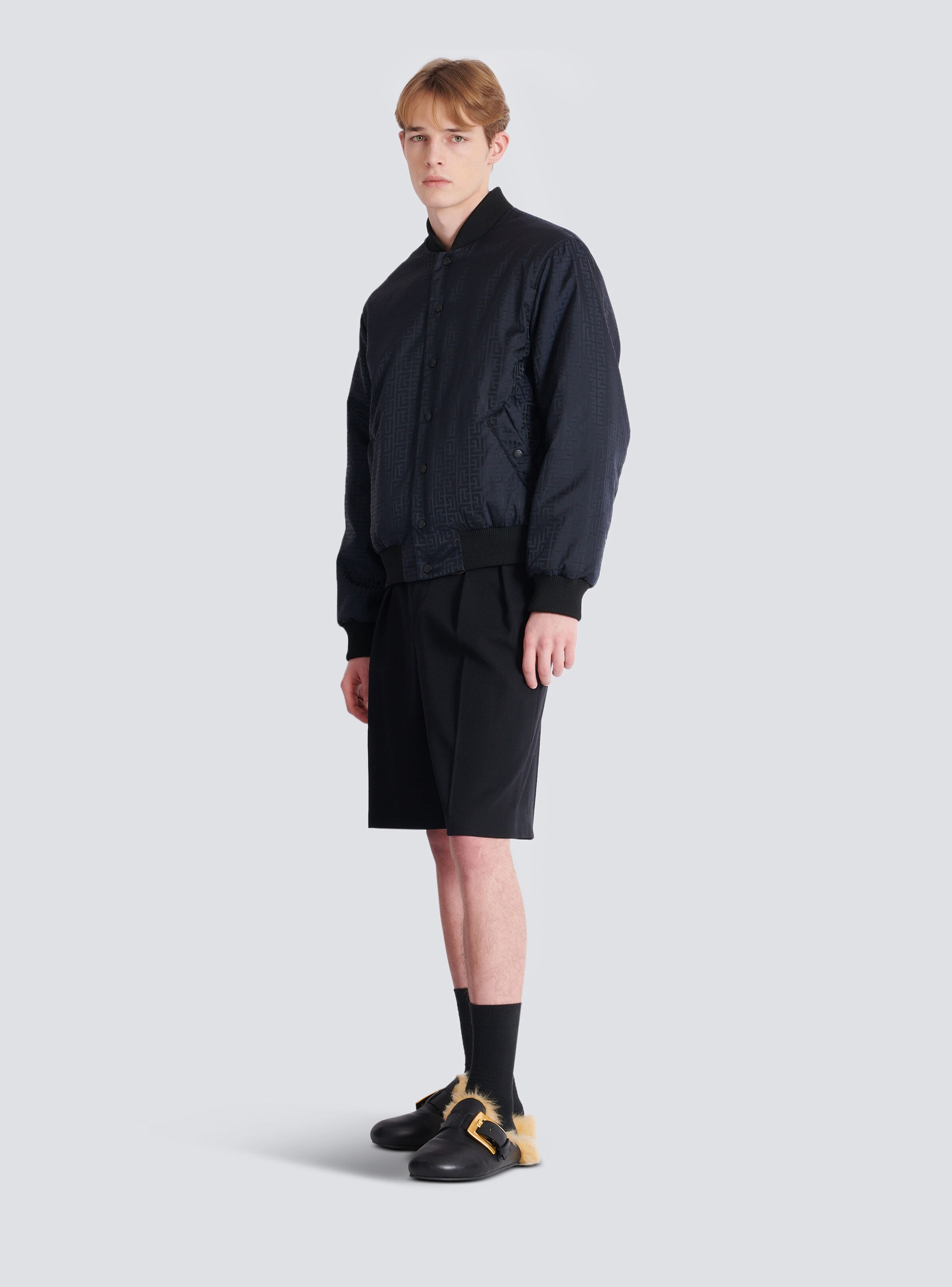 Reversible printed bomber jacket with Chaînes pattern - 3