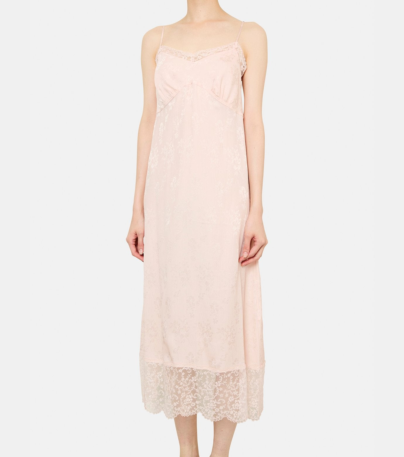 Slip Dress w/Deep Lace Trim - 4