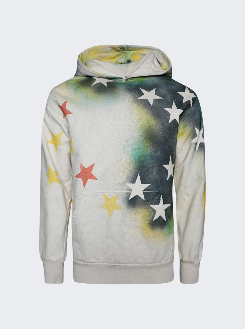 Sprayed Stars Vintage Hoodie White - 1