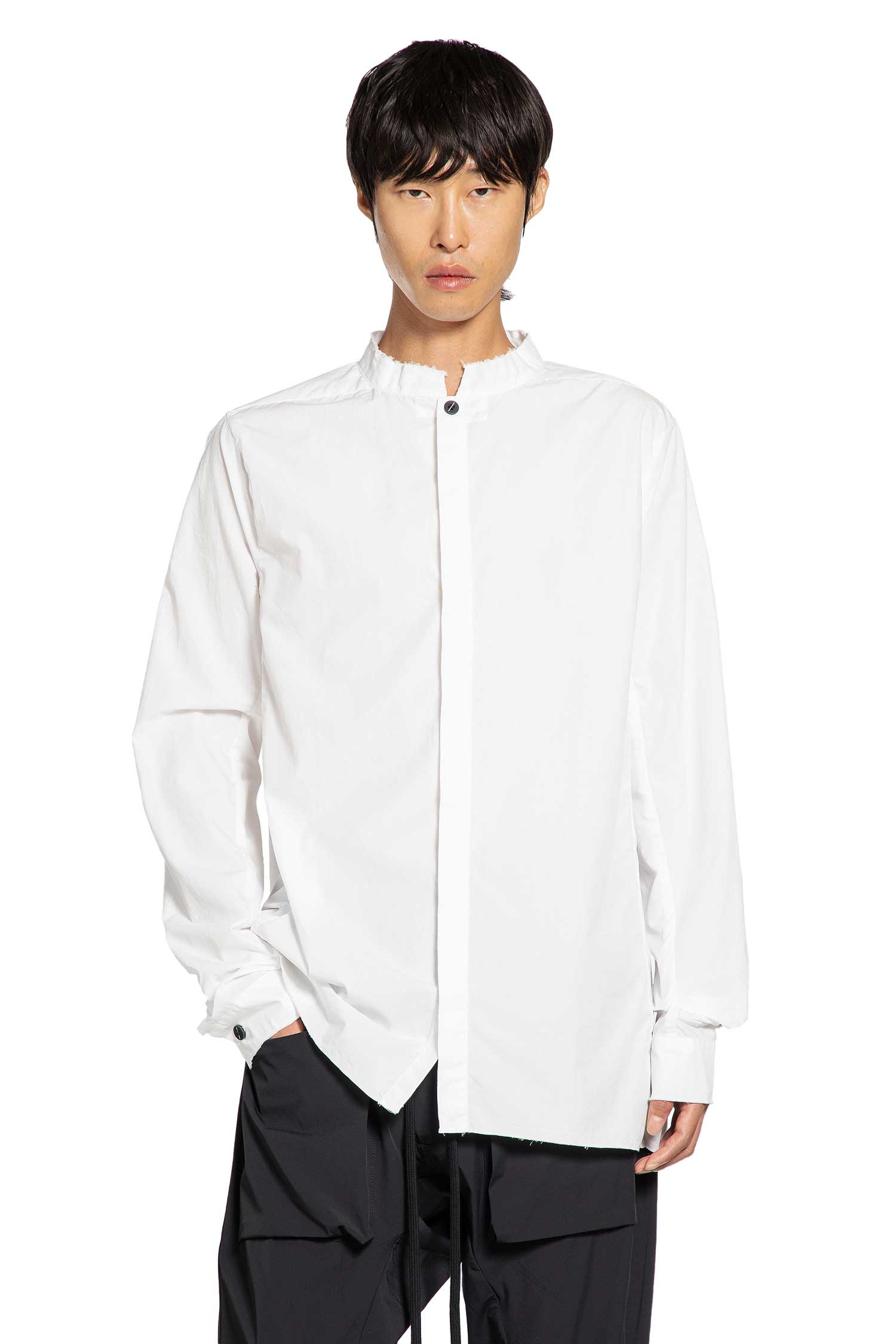 Cotton Poplin Stand Collar Shirt - 7