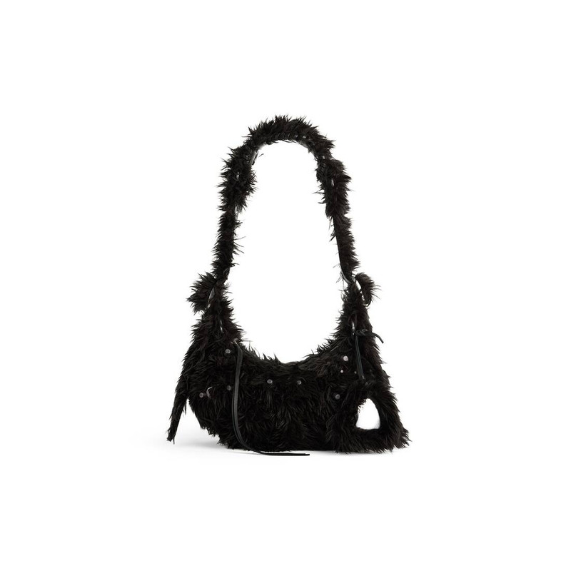 Women's Le Cagole Xs Shoulder Bag Fake Fur in Black 1