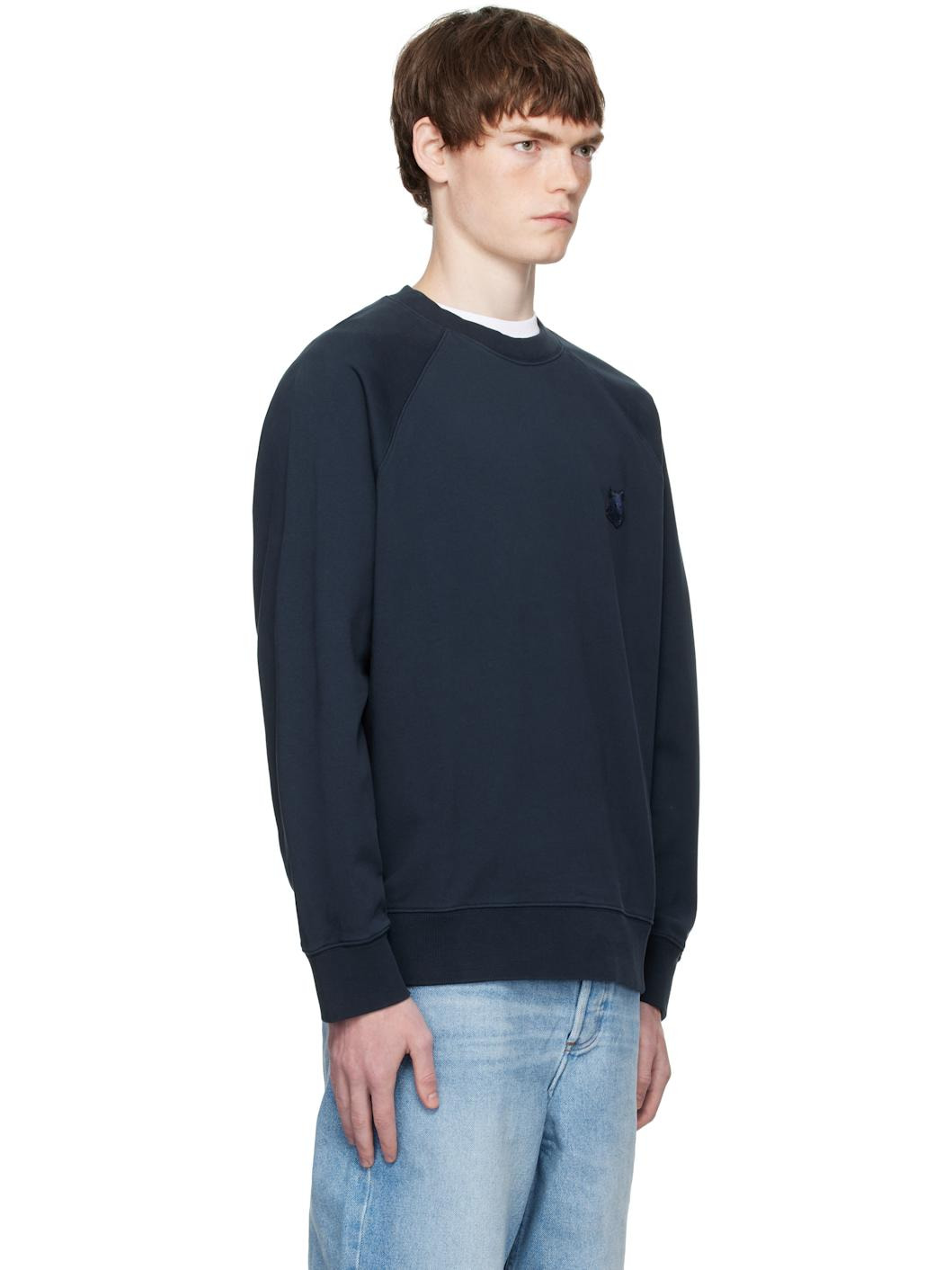 Navy Bold Fox Head Patch Oversize Sweatshirt - 2