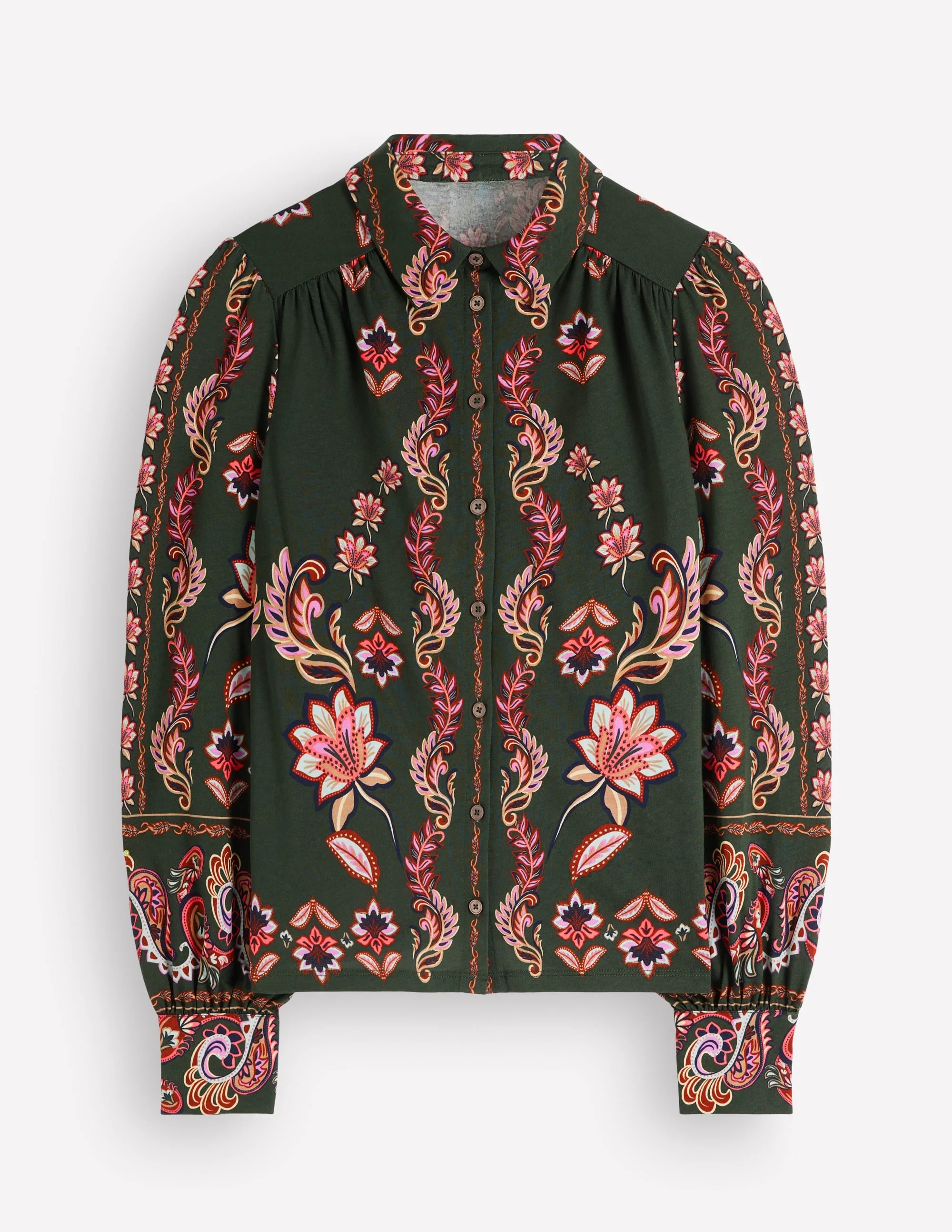 Collared Jersey Shirt-Peacock Paradise - 1