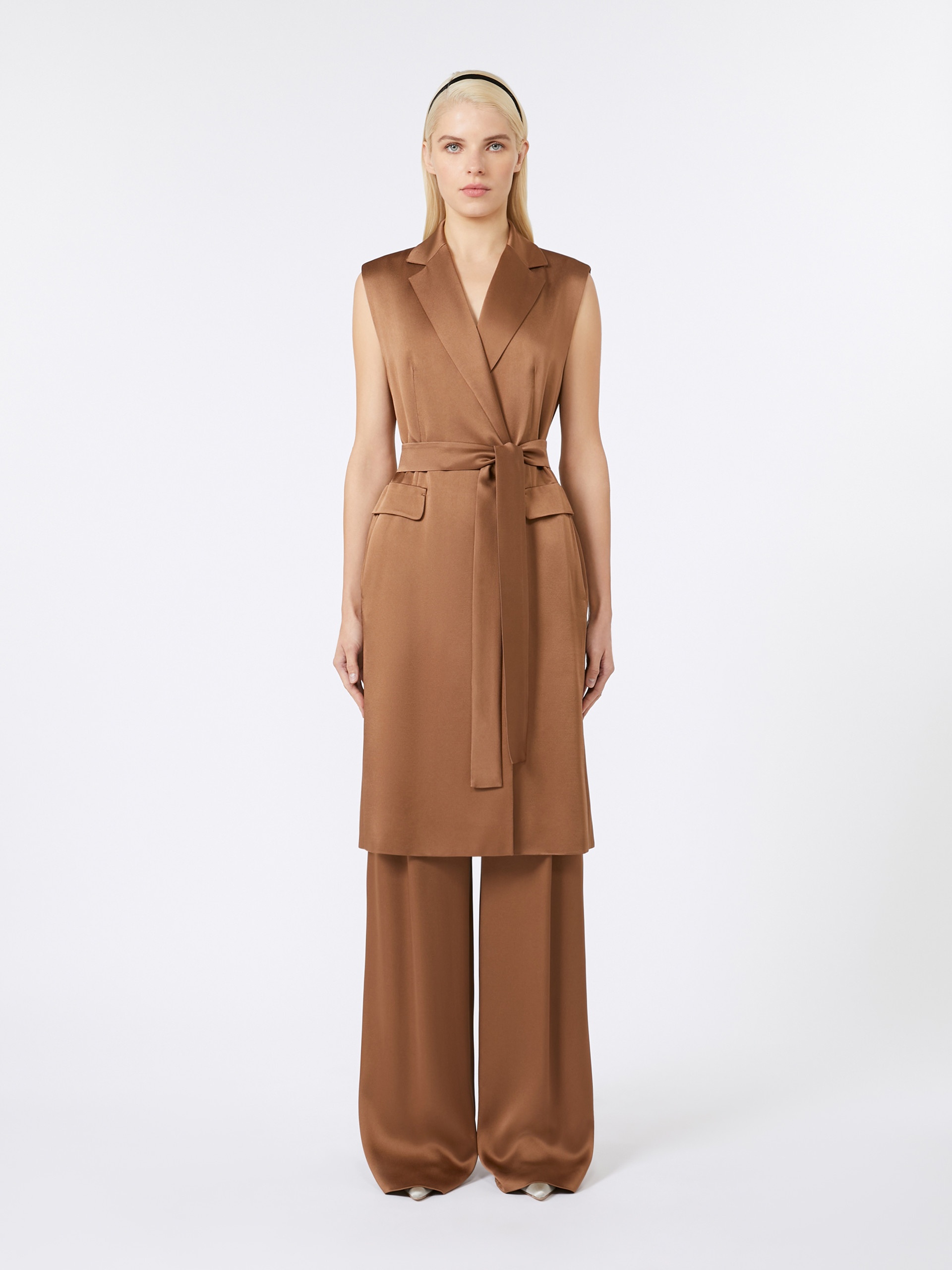 AFGANO Envers satin sleeveless jacket - 3