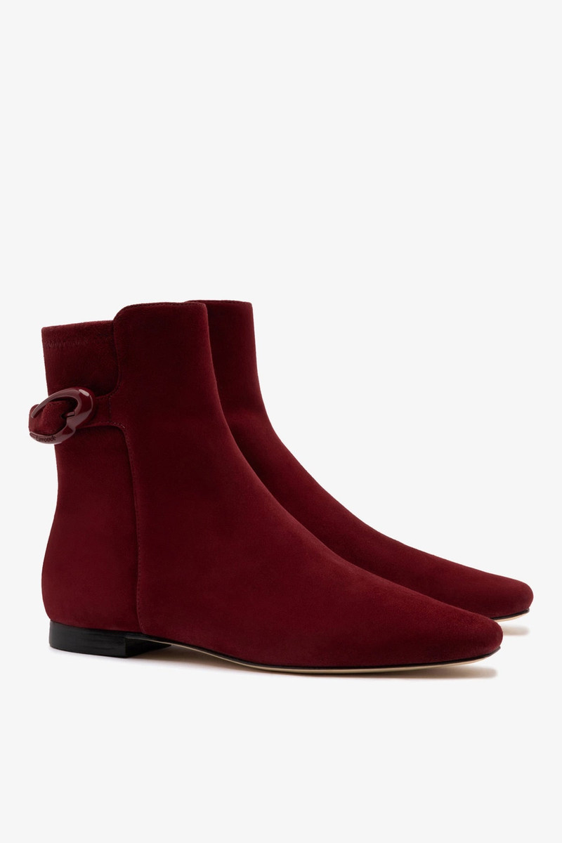 Larroudé Alexis Verona Flat Boot In Burgundy Suede outlook