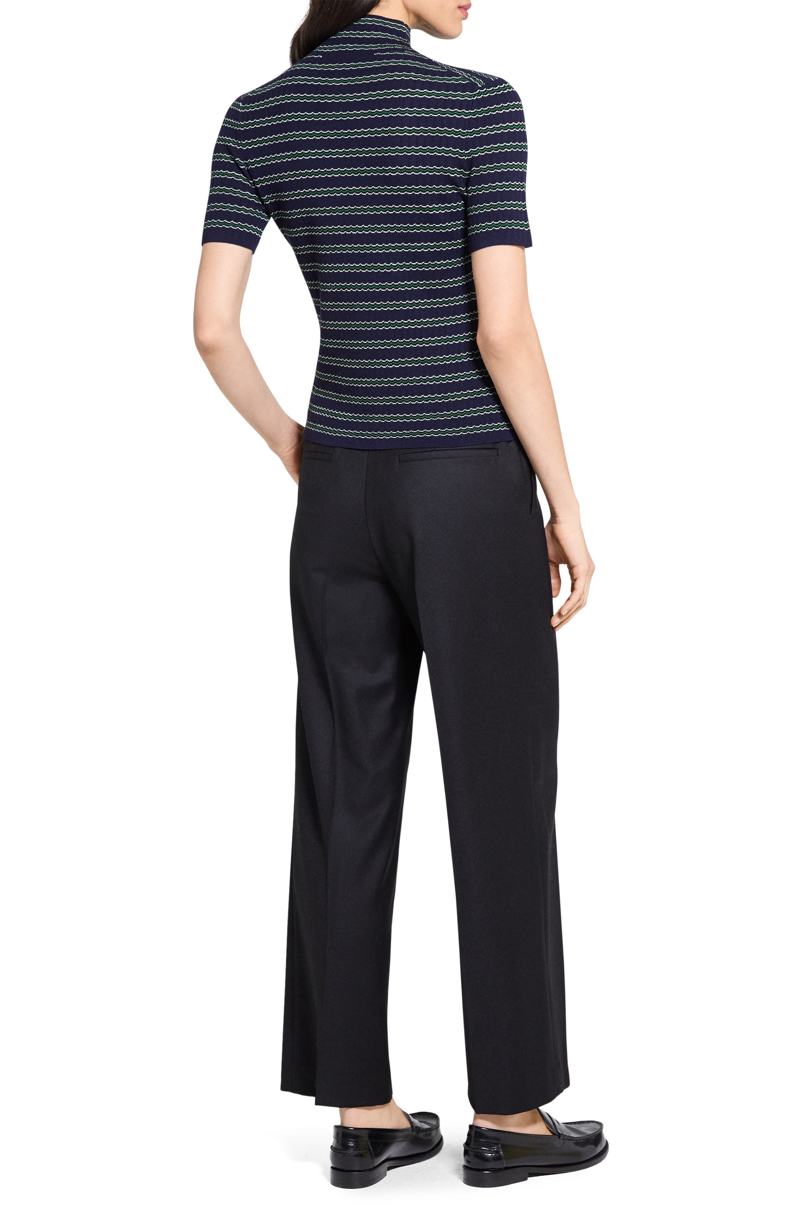 Theory Leenda Stripe Merino Wool Mock Neck Sweater in Deep Navy Multi at Nordstrom - 7