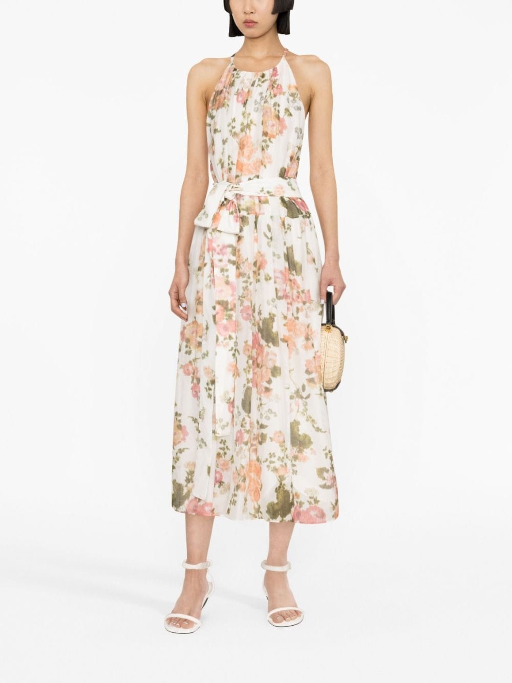 floral-print tied-waist dress - 2