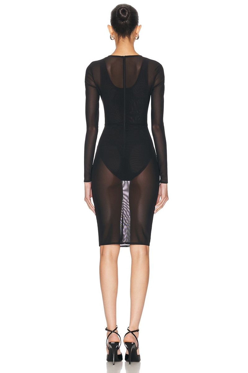ALEX PERRY Long Sleeve Power Mesh Midi Dress outlook