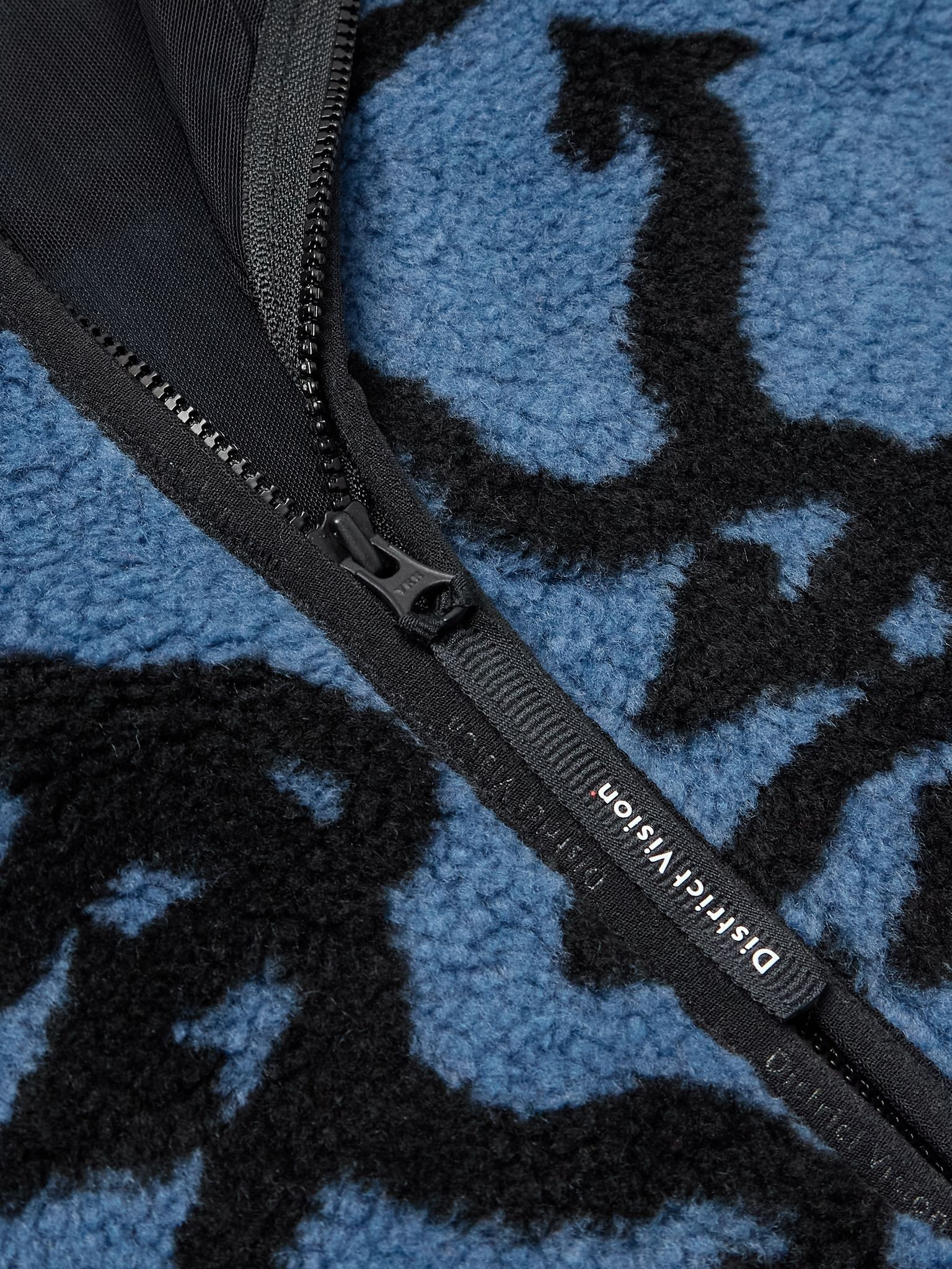 Printed Fleece Half-Zip Sweatshirt Blue - 4
